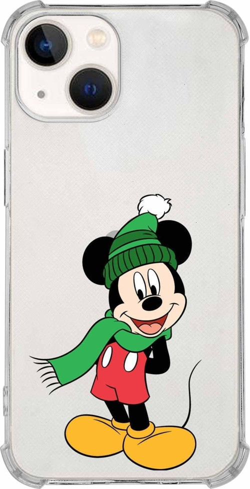 Iphone 13 Mini Uyumlu Köşe Korumalı Antişok Kapak Mickey Mouse Tasarımlı Şeffaf Kılıf