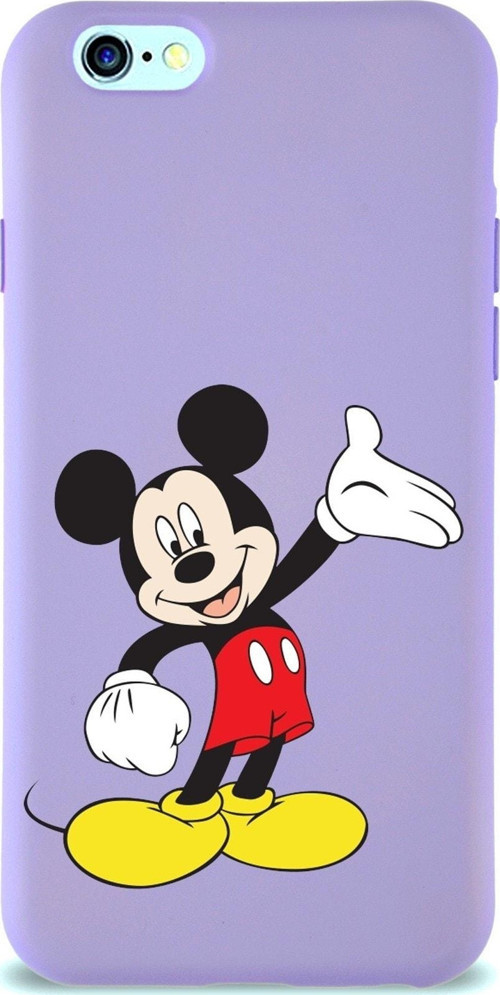 Iphone 6S Plus Uyumlu Lansman Kılıf Mickey Mouse Tasarımlı Altı Kapalı Içi Kadife Kaplı Kapak