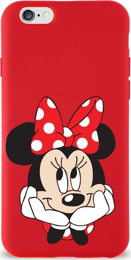 Iphone 6S Plus Uyumlu Lansman Kılıf Minnie Mouse Tasarımlı Altı Kapalı Içi Kadife Kaplı Kapak