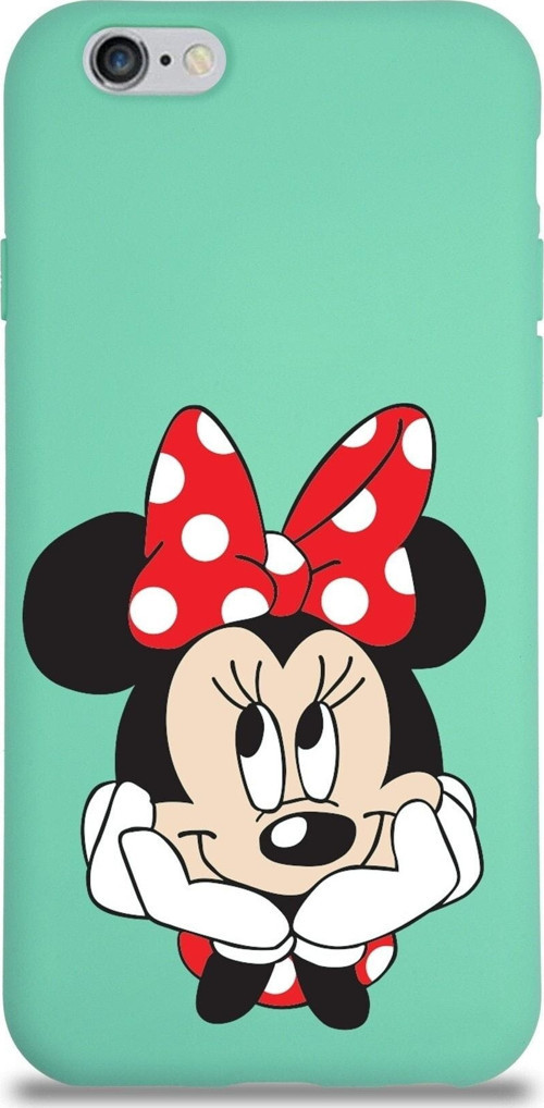 Iphone 6S Plus Uyumlu Lansman Kılıf Minnie Mouse Tasarımlı Altı Kapalı Içi Kadife Kaplı Kapak
