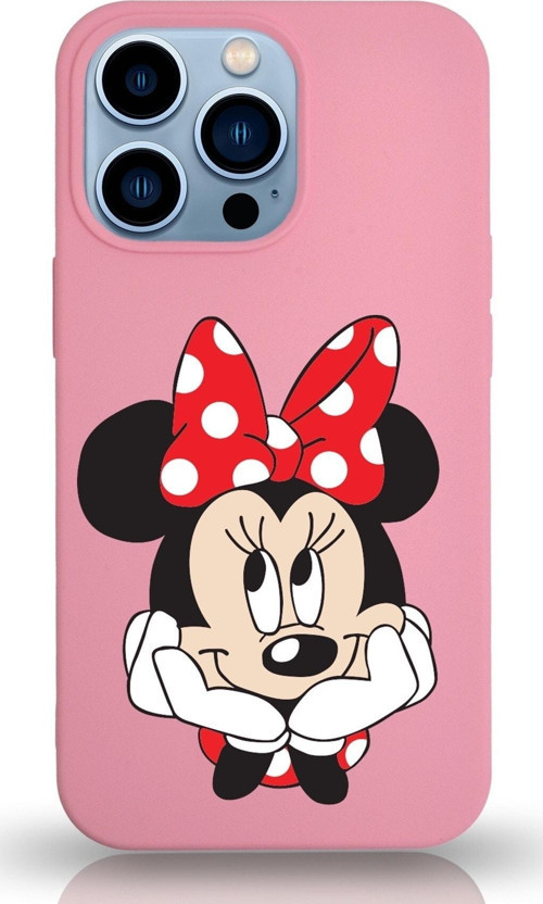 Iphone 13 Pro Uyumlu Lansman Kılıf Minnie Mouse Tasarımlı Altı Kapalı Içi Kadife Kaplı Kapak