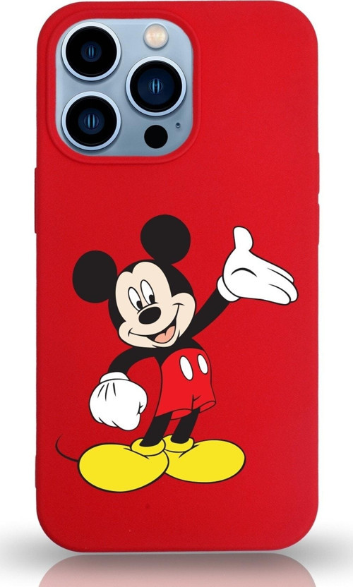 Iphone 13 Pro Max Uyumlu Lansman Kılıf Mickey Mouse Tasarımlı Altı Kapalı Içi Kadife Kaplı Kapak