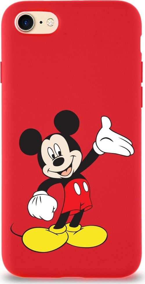 Iphone 8 Uyumlu Lansman Kılıf Mickey Mouse Tasarımlı Altı Kapalı Içi Kadife Kaplı Kapak