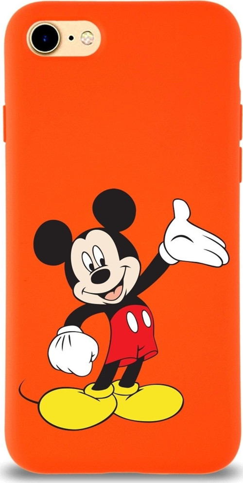 Iphone 8 Uyumlu Lansman Kılıf Mickey Mouse Tasarımlı Altı Kapalı Içi Kadife Kaplı Kapak