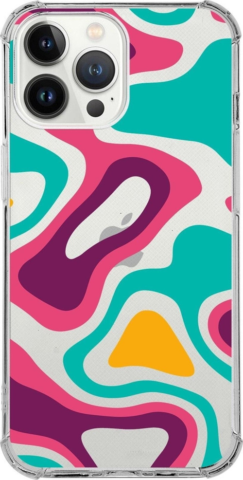 Iphone 13 Pro Uyumlu Köşe Korumalı Antişok Kapak Renkli Desen Tasarımlı Şeffaf Silikon Kılıf