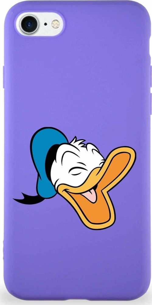 Iphone 8 Uyumlu Soft Premier Kapak Donald Duck-E Tasarımlı Silikon Kılıf - Mor