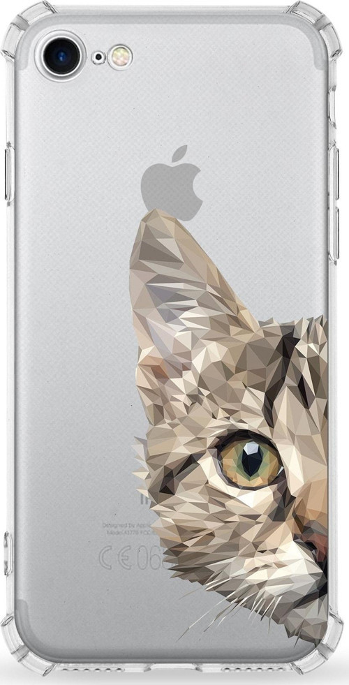 Iphone Se 2022 Uyumlu Darbe Emici Antişok Kapak Catface Tasarımlı Silikon Şeffaf Kılıf