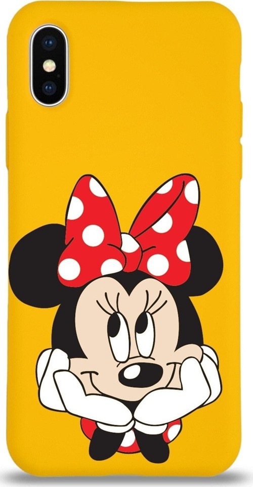 Iphone X Uyumlu Lansman Kılıf Minnie Mouse Tasarımlı Altı Kapalı Içi Kadife Kaplı Kapak