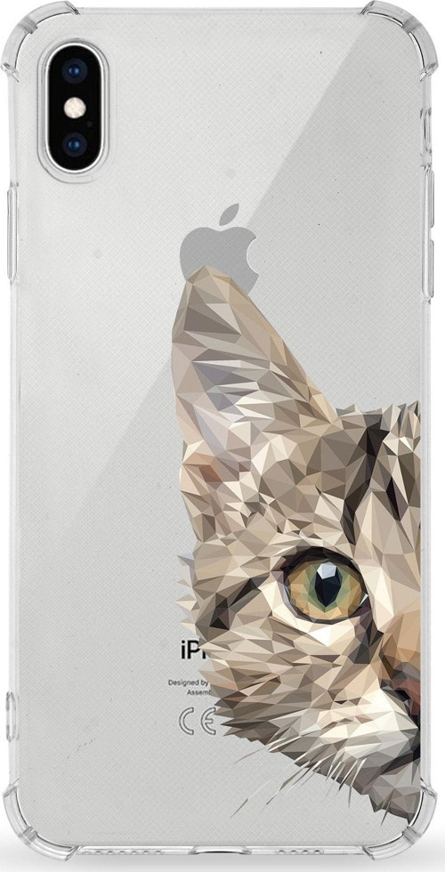 Iphone Xs Uyumlu Darbe Emici Antişok Kapak Catface Tasarımlı Silikon Şeffaf Kılıf