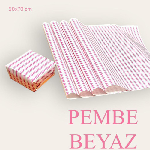Ambalaj Kağıdı Paketleme Kağıdı Çeyiz Paketleme Kağıdı Ambalaj Kağıt 50x70 cm 10 Adet Pembe-Beyaz Hediye Paketi-T437