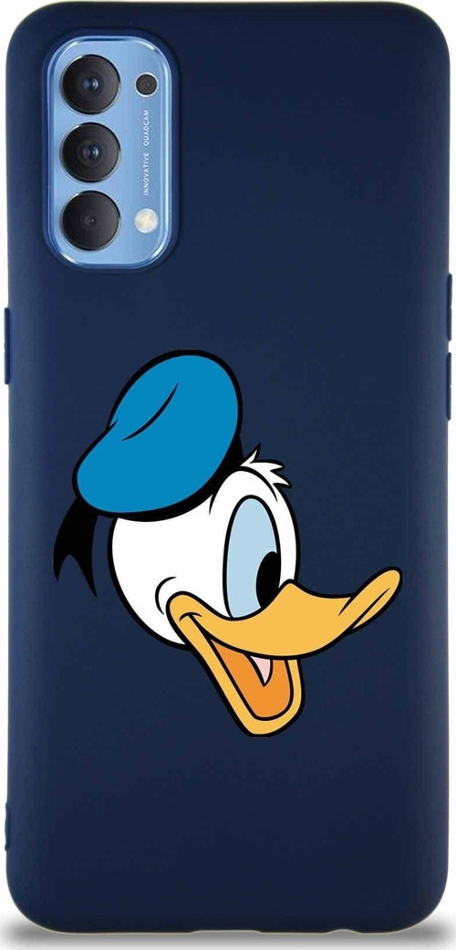 Oppo Reno 4 Soft Premier Kapak Donald Duck-F Tasarımlı Silikon Kılıf - Lacivert