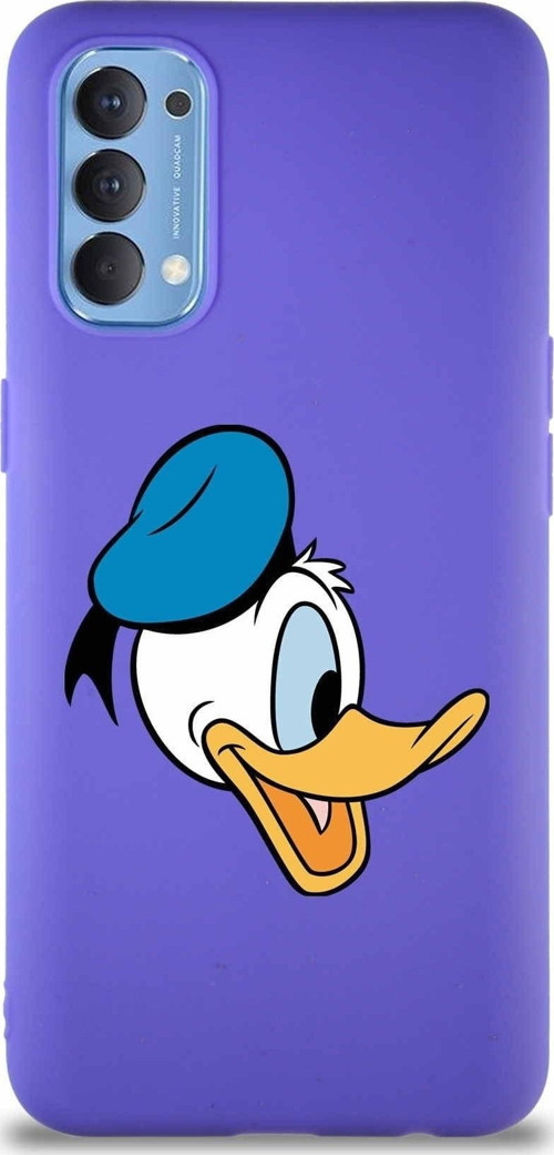 Oppo Reno 4 Soft Premier Kapak Donald Duck-F Tasarımlı Silikon Kılıf - Mor