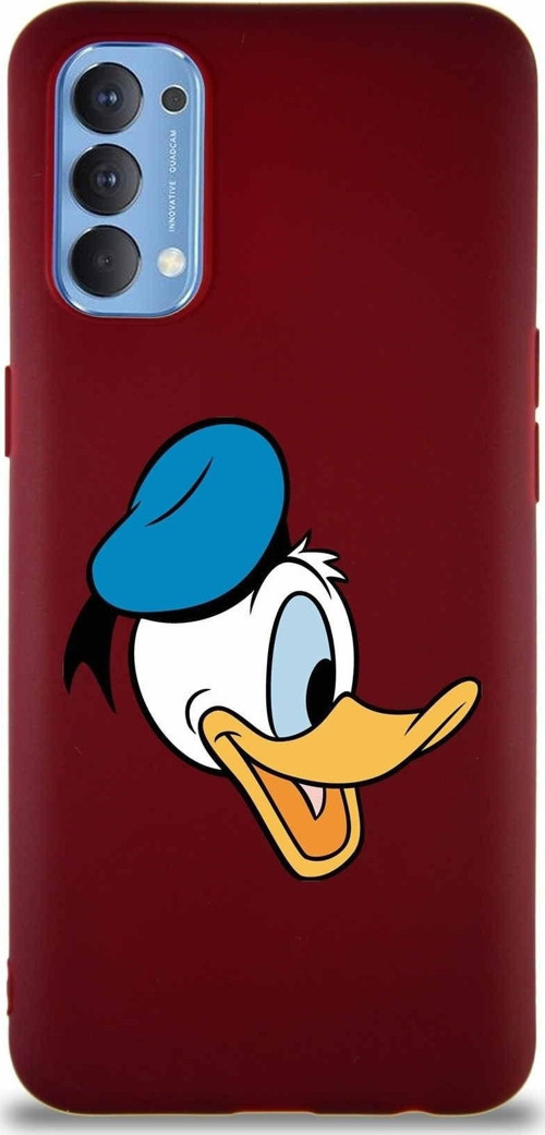 Oppo Reno 4 Soft Premier Kapak Donald Duck-F Tasarımlı Silikon Kılıf - Mürdüm