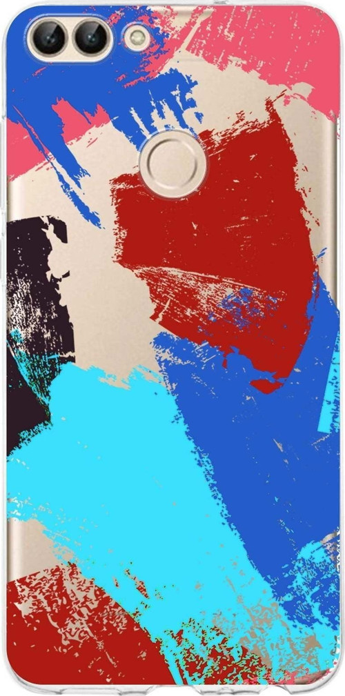 Huawei P Smart 2018 Uyumlu Kapak Brush Stroke Tasarımlı Şeffaf Silikon Kılıf