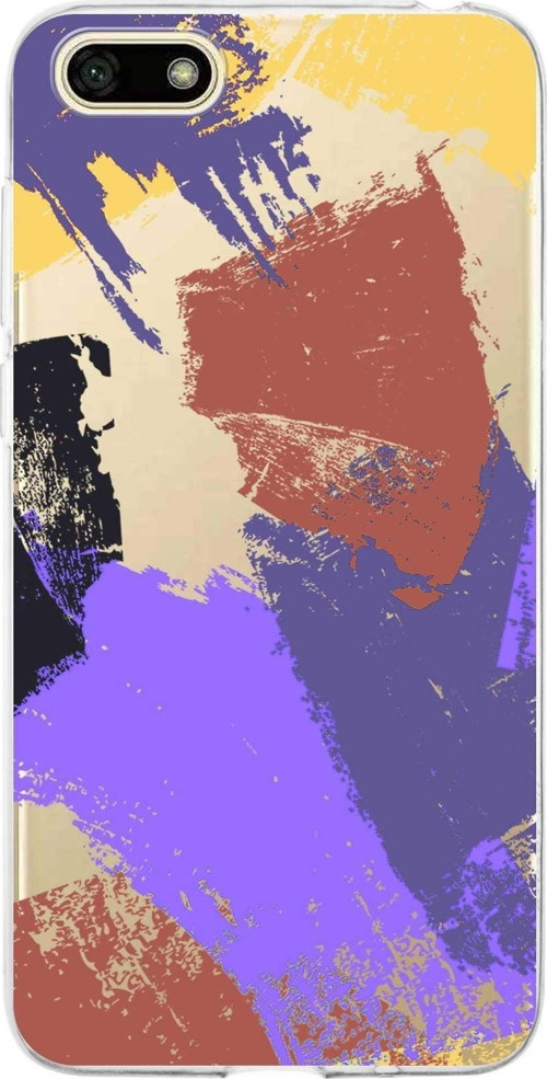 Huawei Y5 2018 Uyumlu Kapak Brush Stroke Tasarımlı Şeffaf Silikon Kılıf
