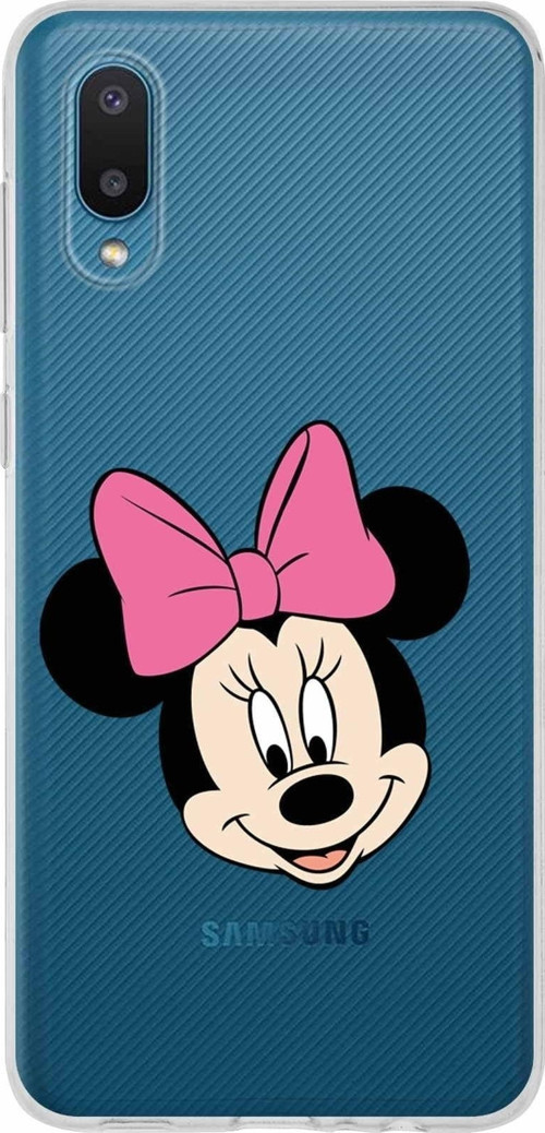 Samsung Galaxy A02 Kapak Minnie Mouse Tasarımlı Şeffaf Silikon Kılıf