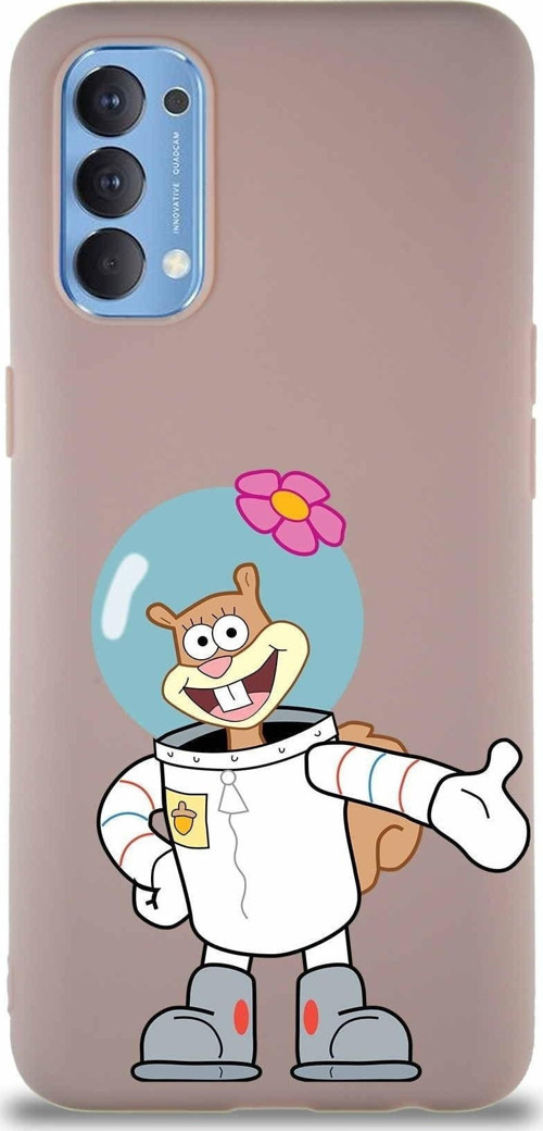 Oppo Reno 4 Soft Premier Kapak Sandy Tasarımlı Silikon Kılıf - Pudra
