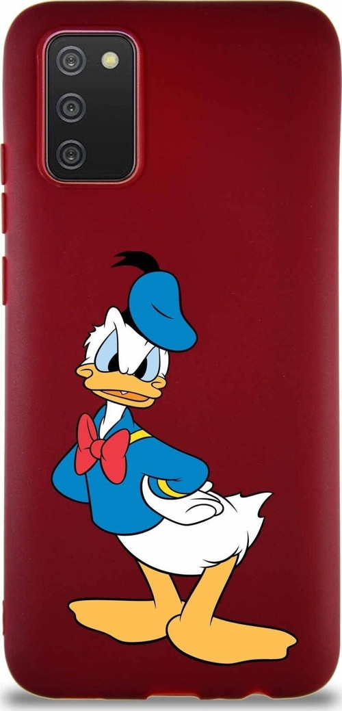 Samsung Galaxy A02S Soft Premier Kapak Donald Duck-D Tasarımlı Silikon Kılıf - Mürdüm