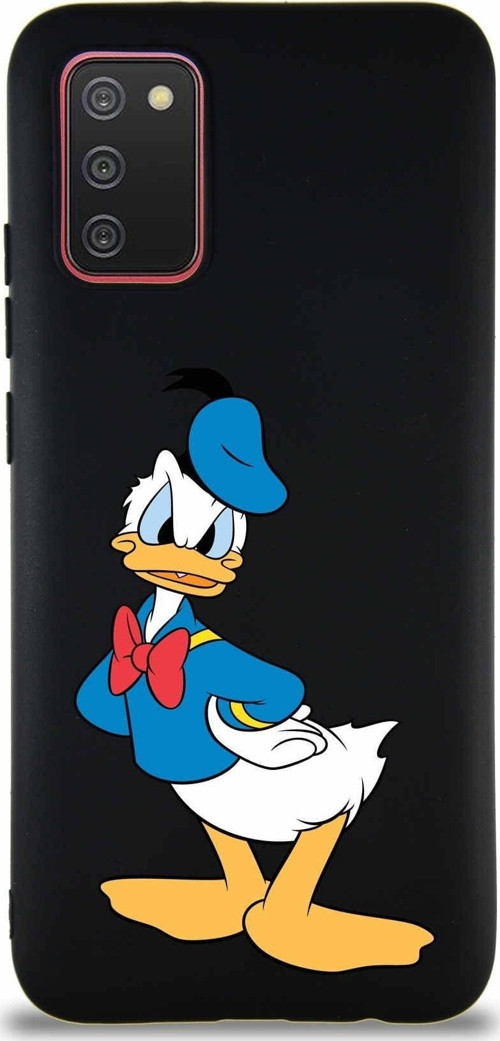 Samsung Galaxy A02S Soft Premier Kapak Donald Duck-D Tasarımlı Silikon Kılıf - Siyah