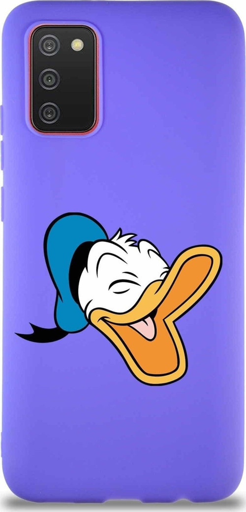 Samsung Galaxy A02S Soft Premier Kapak Donald Duck-E Tasarımlı Silikon Kılıf - Mor