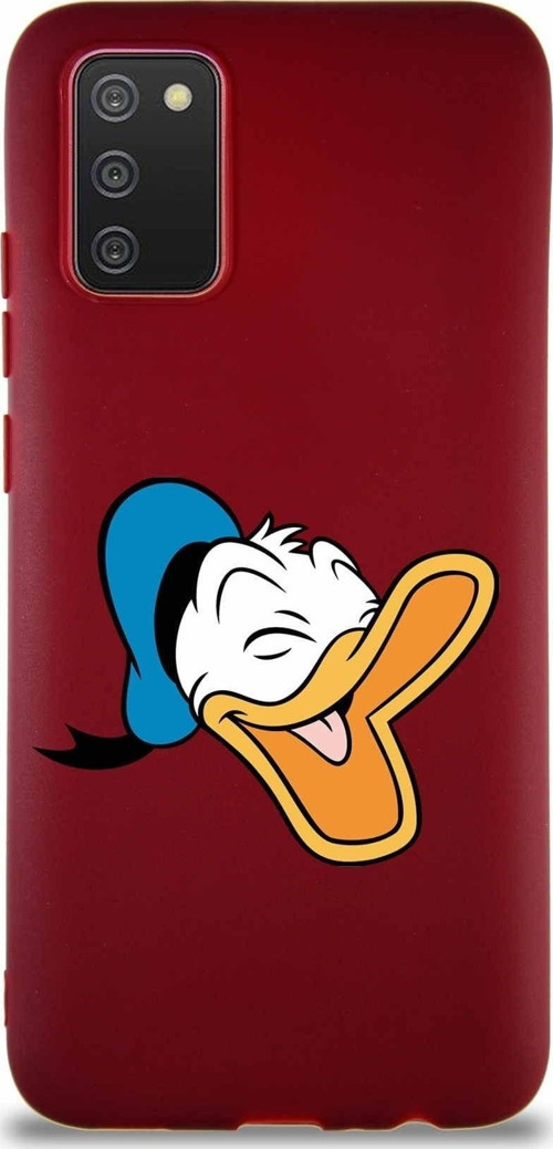 Samsung Galaxy A02S Soft Premier Kapak Donald Duck-E Tasarımlı Silikon Kılıf - Mürdüm