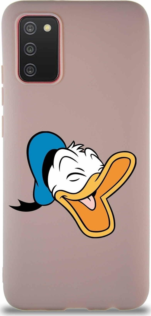 Samsung Galaxy A02S Soft Premier Kapak Donald Duck-E Tasarımlı Silikon Kılıf - Pudra