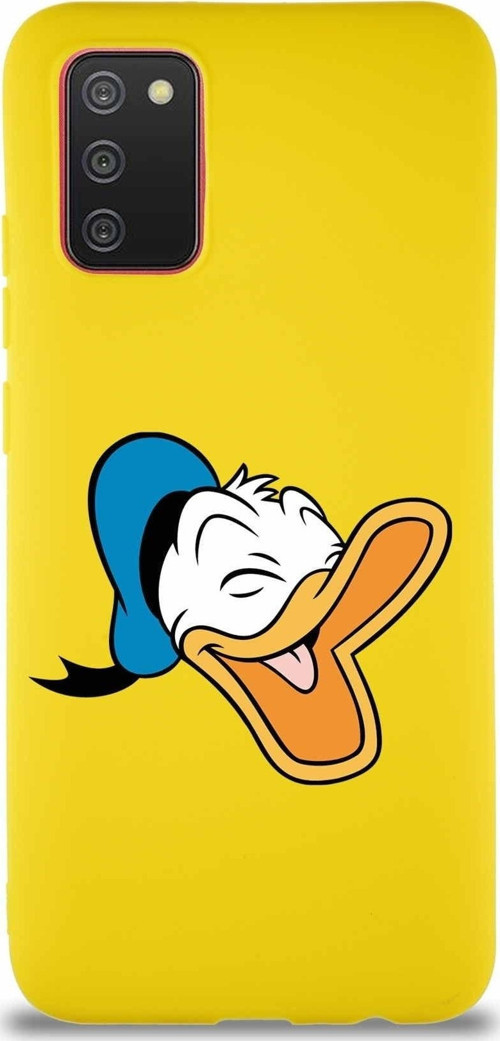 Samsung Galaxy A02S Soft Premier Kapak Donald Duck-E Tasarımlı Silikon Kılıf - Sarı