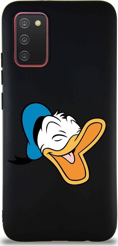 Samsung Galaxy A02S Soft Premier Kapak Donald Duck-E Tasarımlı Silikon Kılıf - Siyah