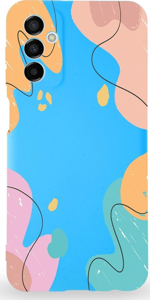Samsung Galaxy A04S Uyumlu Lansman Kılıf Karışık Renkler Tasarımlı Içi Kadife Kapak-Mavi