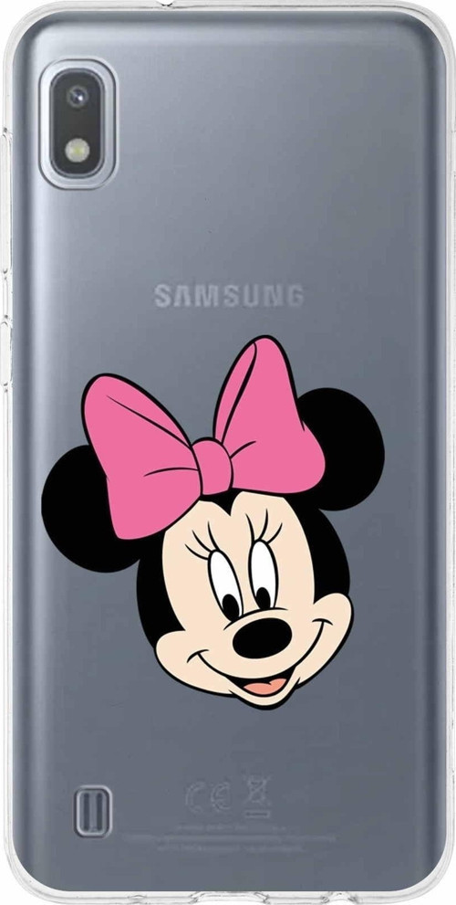 Samsung Galaxy A10 Kapak Minnie Mouse Tasarımlı Şeffaf Silikon Kılıf