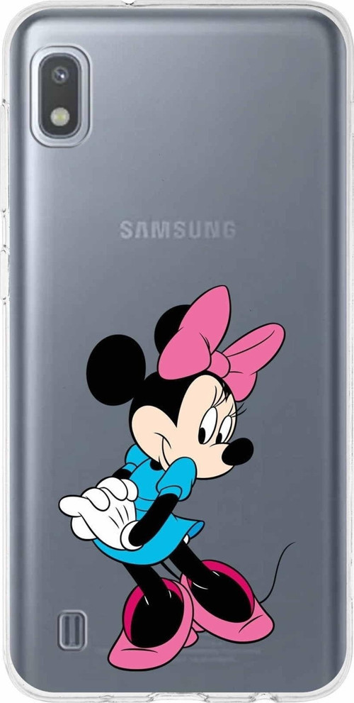 Samsung Galaxy A10 Kapak Minnie Mouse Tasarımlı Şeffaf Silikon Kılıf