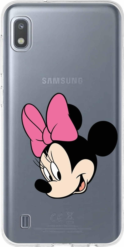 Samsung Galaxy A10 Kapak Minnie Mouse Tasarımlı Şeffaf Silikon Kılıf