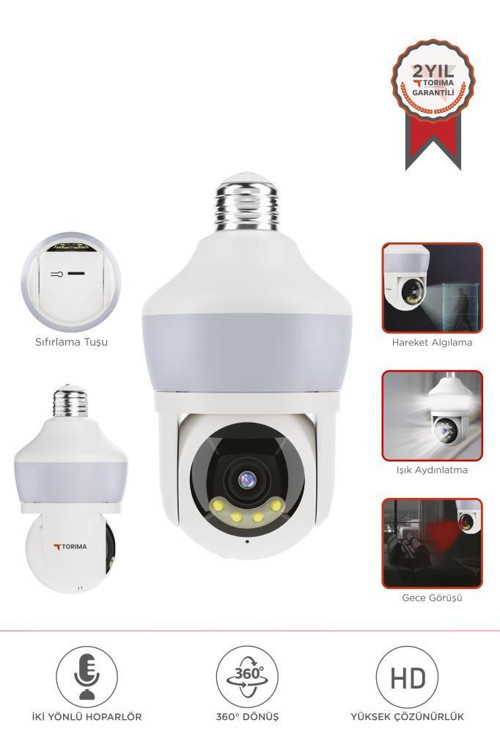 CMR-26 Beyaz 360° Full Hd 1080p Ampül Wifi Smart Ip Güvenlik Kamerası