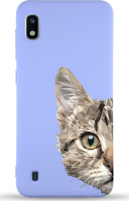 Samsung Galaxy A10 Uyumlu Lansman Kılıf Catface Tasarımlı Içi Kadife Kapak-Lila