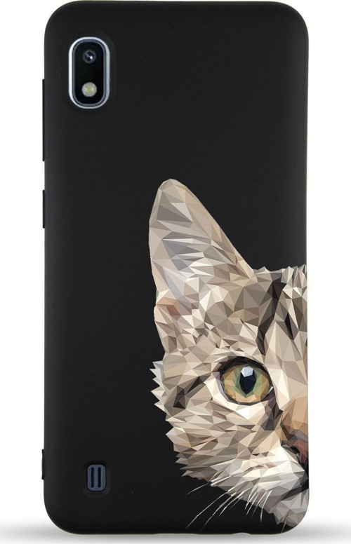 Samsung Galaxy A10 Uyumlu Lansman Kılıf Catface Tasarımlı Içi Kadife Kapak-Siyah