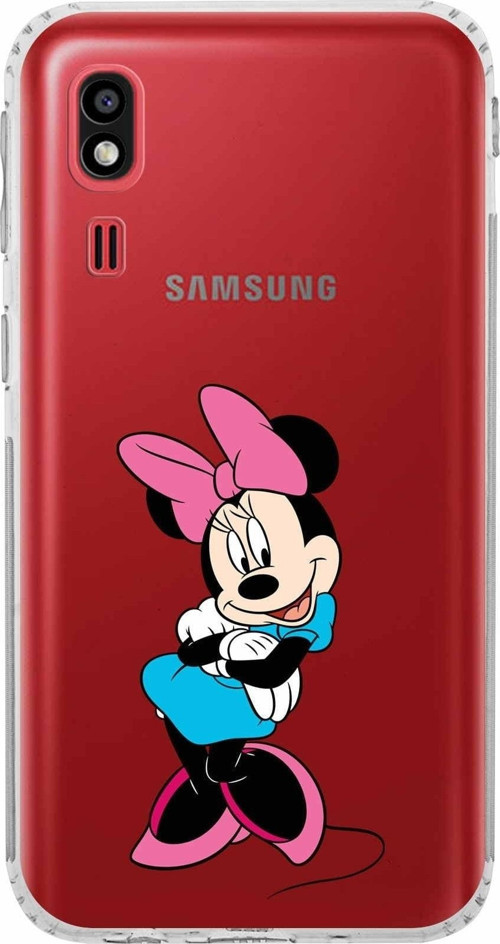 Samsung Galaxy A2 Core Kamera Korumalı Kapak Minnie Mouse Tasarımlı Şeffaf Kılıf