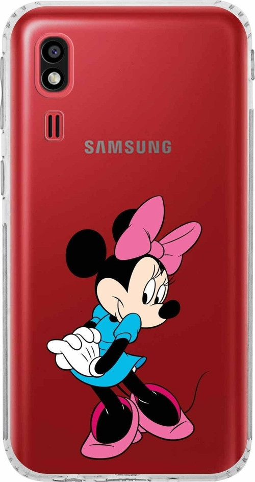 Samsung Galaxy A2 Core Kamera Korumalı Kapak Minnie Mouse Tasarımlı Şeffaf Kılıf