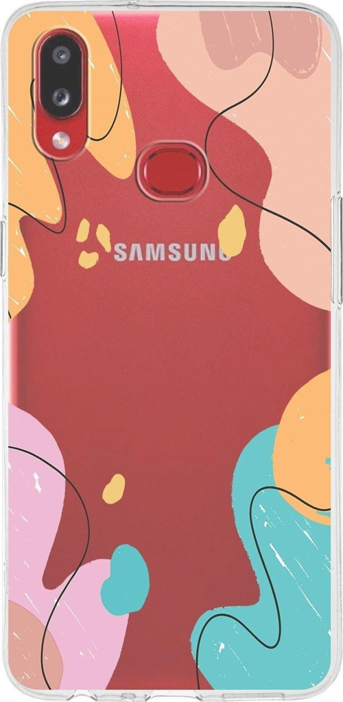 Samsung Galaxy A10S Uyumlu Kapak Karışık Renkler Tasarımlı Şeffaf Silikon Kılıf