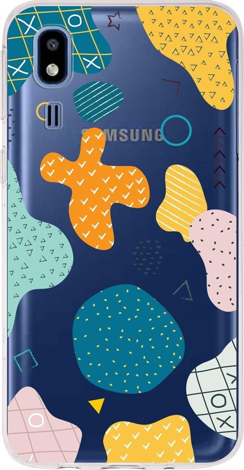Samsung Galaxy A2 Core Uyumlu Kapak Geometrik Şekiller Tasarımlı Şeffaf Silikon Kılıf