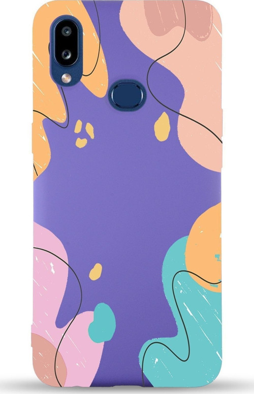 Samsung Galaxy A10S Uyumlu Lansman Kılıf Karışık Renkler Tasarımlı Içi Kadife Kapak-Mor