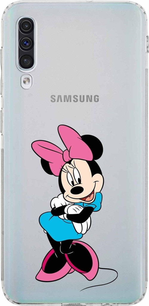 Samsung Galaxy A50 Kamera Korumalı Kapak Minnie Mouse Tasarımlı Şeffaf Kılıf