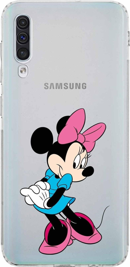 Samsung Galaxy A50 Kamera Korumalı Kapak Minnie Mouse Tasarımlı Şeffaf Kılıf