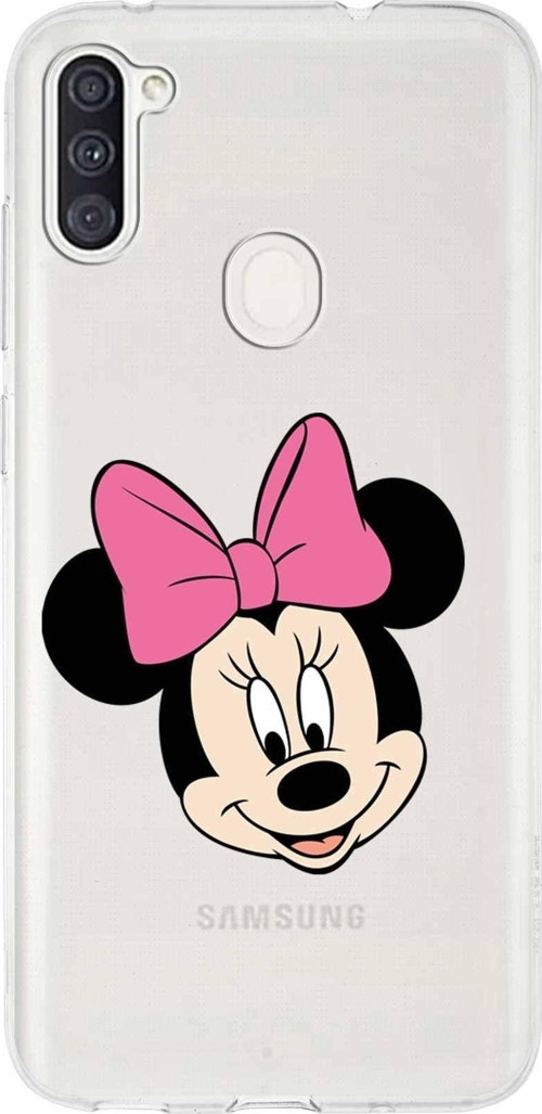 Samsung Galaxy A11 Kapak Minnie Mouse Tasarımlı Şeffaf Silikon Kılıf