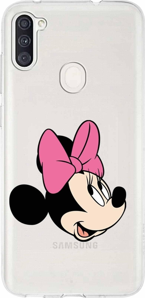 Samsung Galaxy A11 Kapak Minnie Mouse Tasarımlı Şeffaf Silikon Kılıf