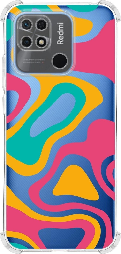 Redmi 10C Köşe Korumalı Antişok Kapak Renkli Desen Tasarımlı Şeffaf Kılıf