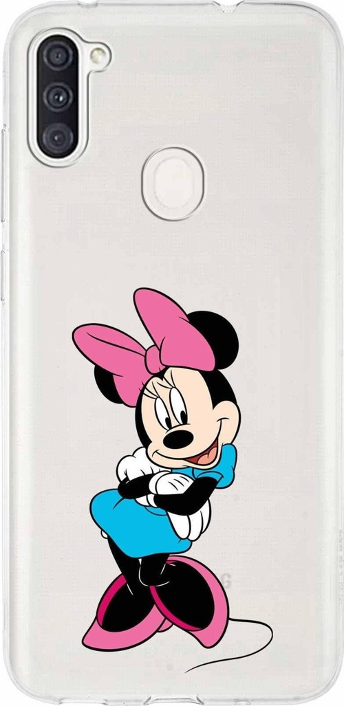 Samsung Galaxy A11 Kapak Minnie Mouse Tasarımlı Şeffaf Silikon Kılıf