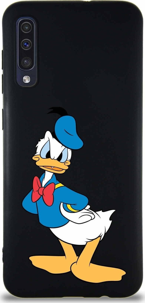 Samsung Galaxy A50 Soft Premier Kapak Donald Duck-D Tasarımlı Silikon Kılıf - Siyah