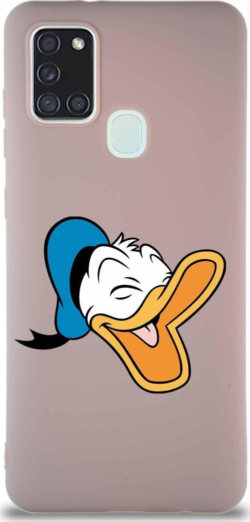 Samsung Galaxy A21S Soft Premier Kapak Donald Duck-E Tasarımlı Silikon Kılıf - Pudra