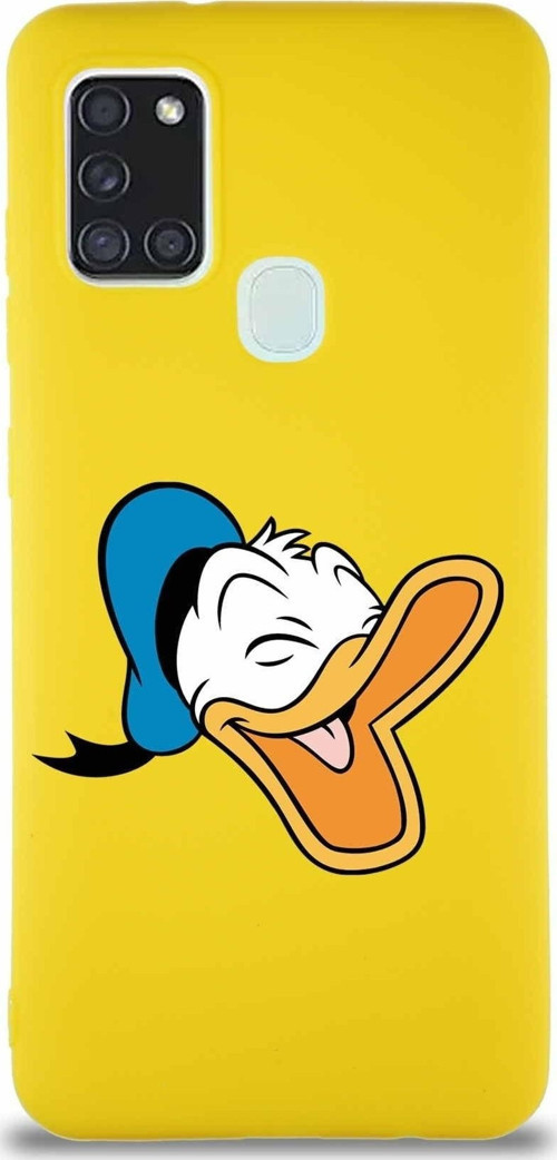 Samsung Galaxy A21S Soft Premier Kapak Donald Duck-E Tasarımlı Silikon Kılıf - Sarı
