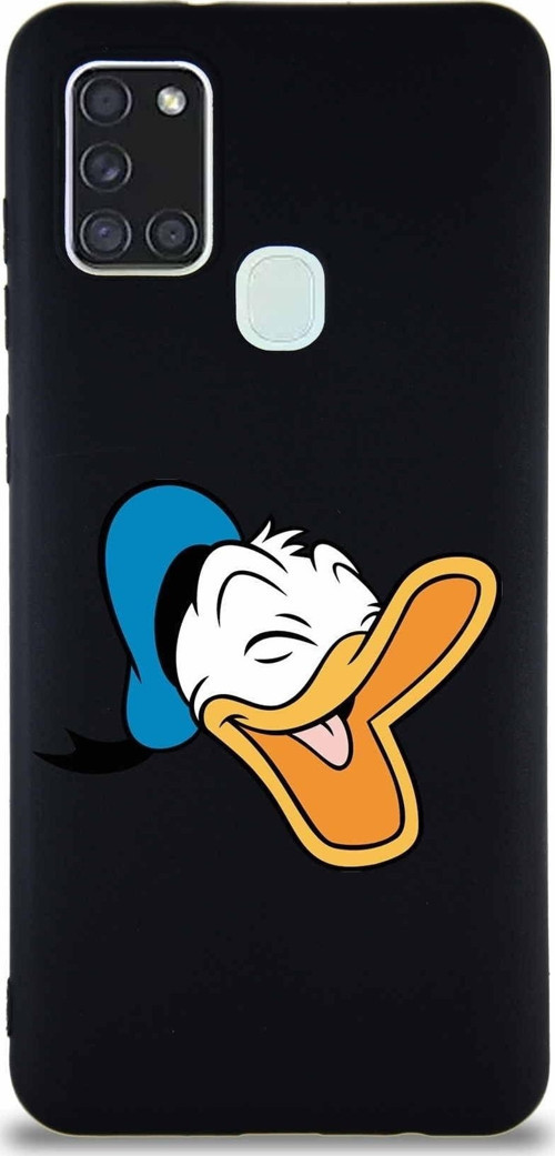 Samsung Galaxy A21S Soft Premier Kapak Donald Duck-E Tasarımlı Silikon Kılıf - Siyah